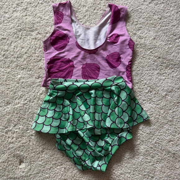 Unbranded Mermaid Swimsuit Girl 9-10 Beach‎ Pool Photoshoot Ruffle wore once - Picture 7 of 8